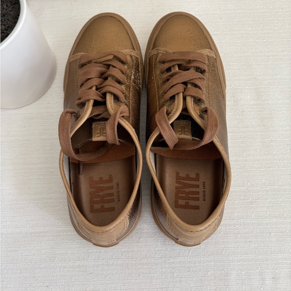 FRYE Gia Canvas Bronze Metallic Leather Casual Sneakers Women’s 6.5M - Picture 7 of 13